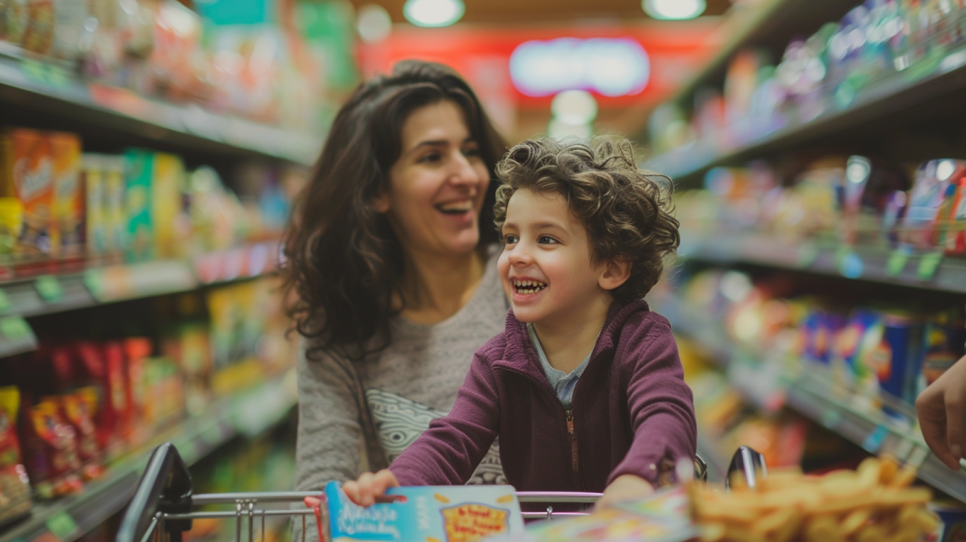 Boy with Mom in Store