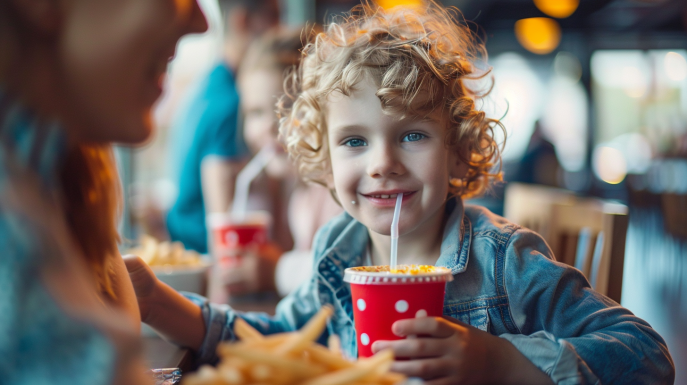 Family enjoying drinks together