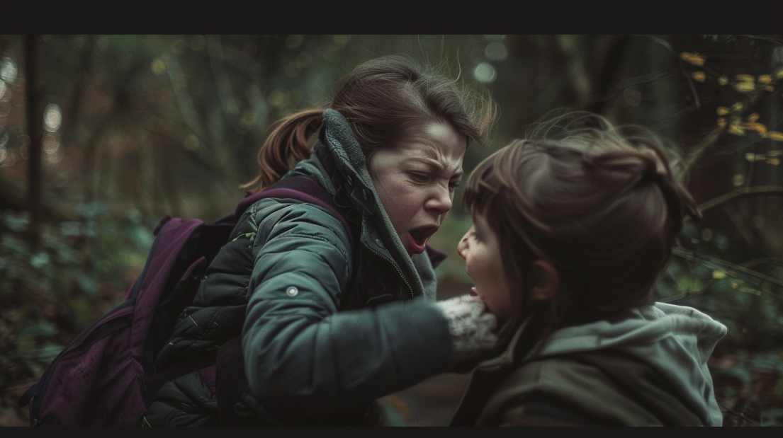 angry child and mother