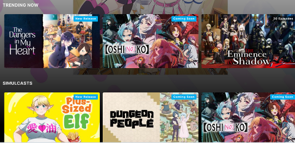 HIDIVE Front Page