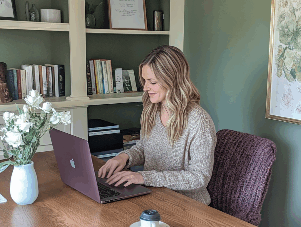 Woman using Zelle for small business payments