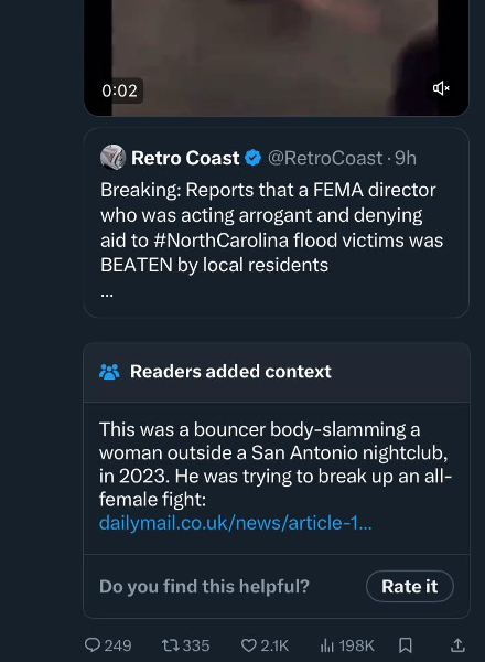 FEMA Director Beaten Up Tweet