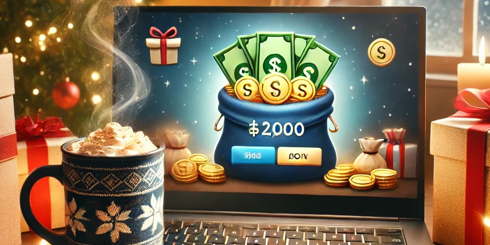 Laptop earning christmas money