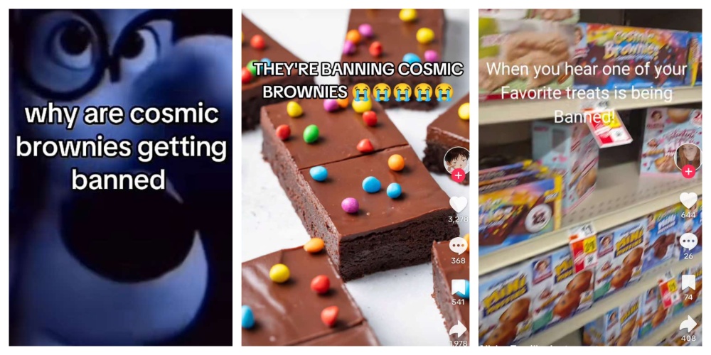 Screenshot of TikTok Cosmic Brownie Ban Claims