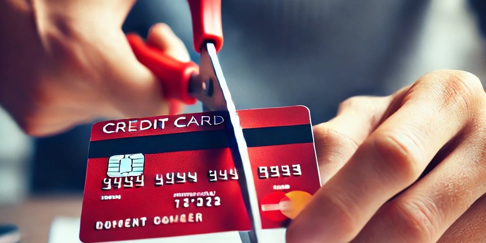 Someone cutting their credit card