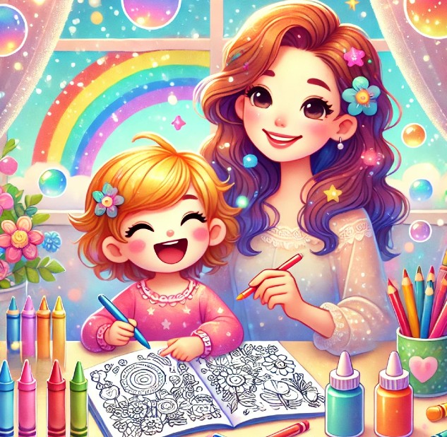 Child coloring in Amelia’s Car Wash Adventure