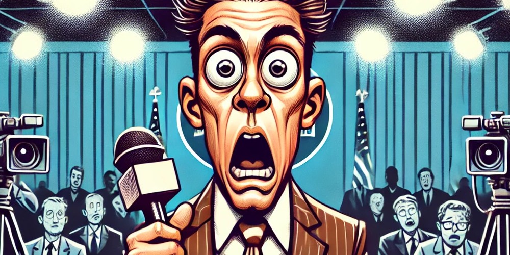 Shocked reporter microphone trump