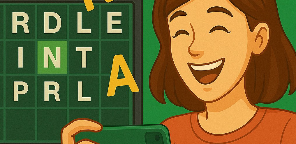 woman playing wordle