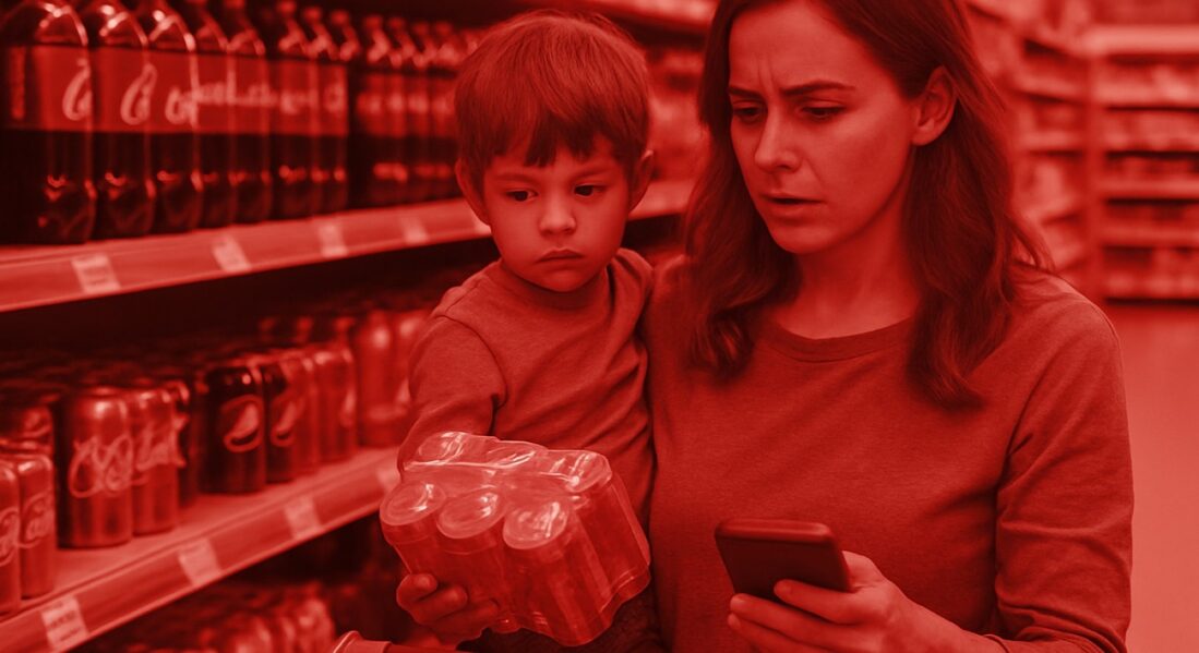 mom shopping for soda