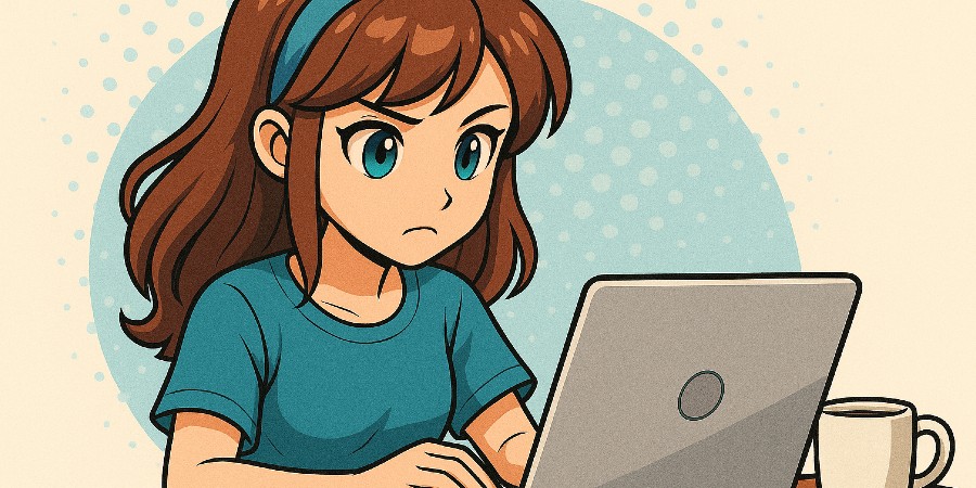 Mom Unfiltered working on a computer